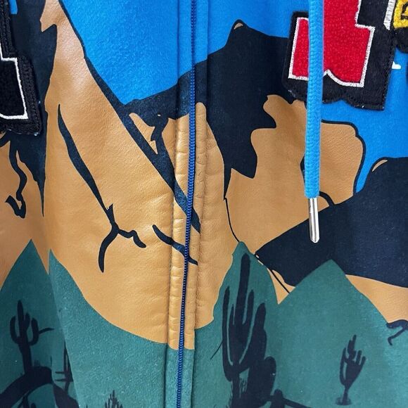 First Row Graphic Mountain Hoodie Full Zip Embroidered Applique Men's Size Large - Picture 10 of 16